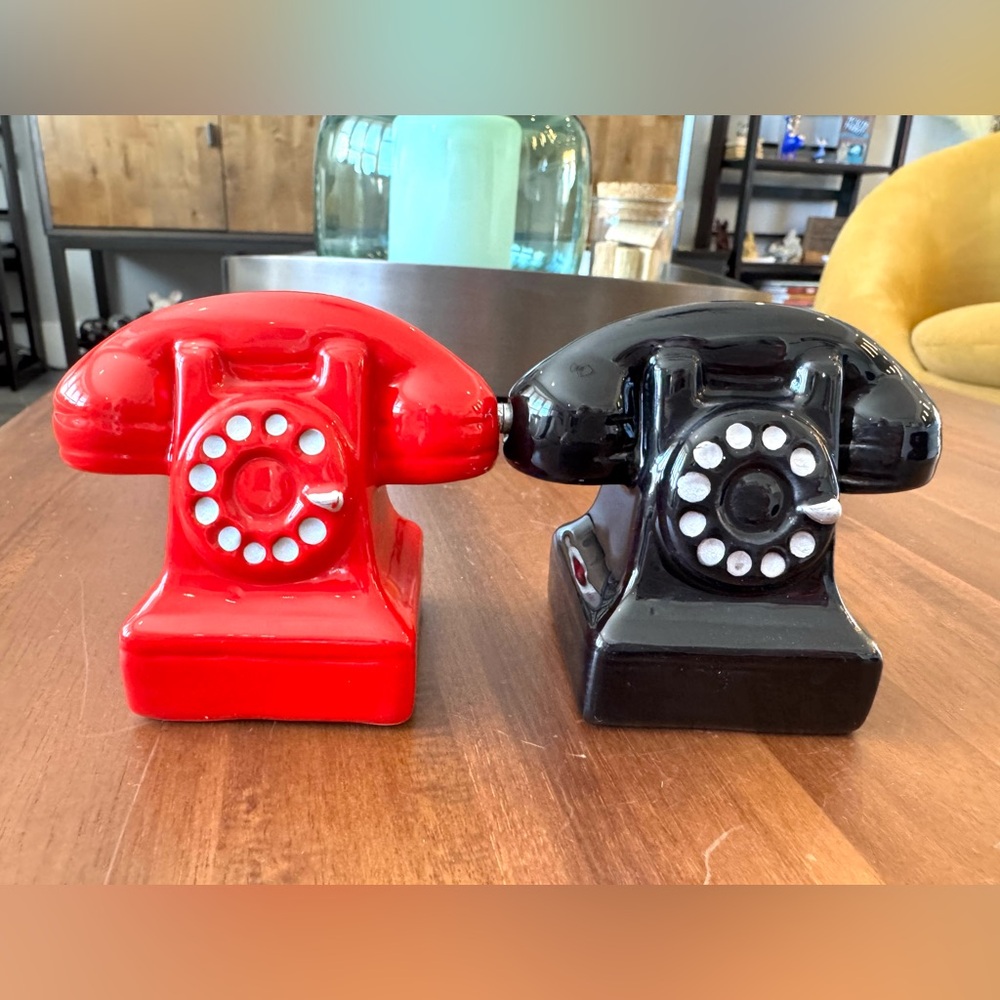 Pacific Ceramic Magnetic Telephone Salt and Pepper Shakers